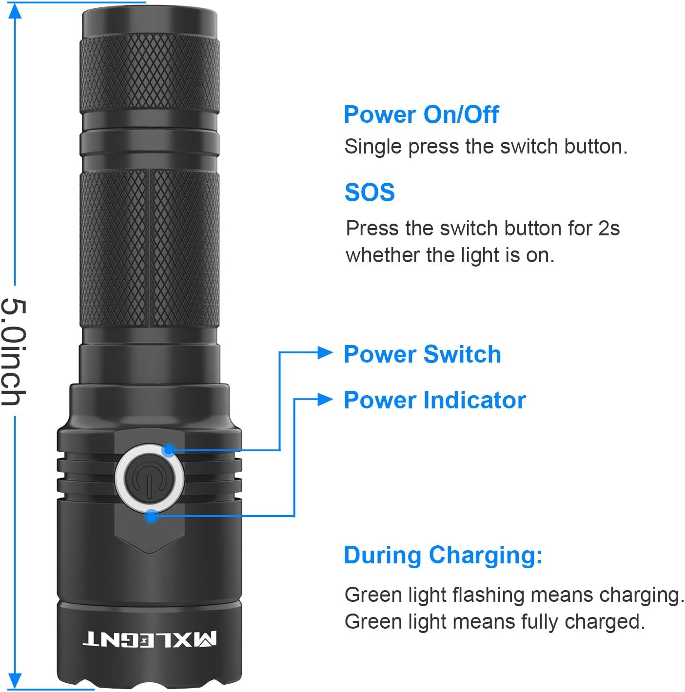 MXLEGNT Led Angle Torch Rechargeable: Bright Flashlight with Clip ...