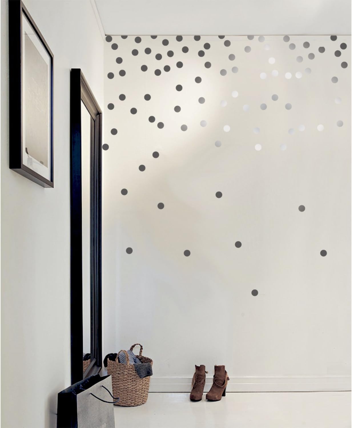 Gold Wall Decal Dots (200 Decals) Posh Dots Metallic Gold Circle Stickers Baby Nursery Kids Room Trendy Cute Fun Vinyl Removable Round Polka Dot Decals Safe for Wall Paint (Silver, 1.5inch x 200pcs)