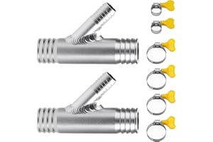 JERBOR A Pair Aluminum Cab Heater Y Fittings 1 Inch to 5/8 Fit for Most UTVs, for CAN AM, for Polaris SXS RZR, Include 6PCS Quick Release Hose Clamps