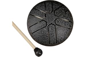 ONERWN Steel Tongue Drum Rain Chime, Rain Drum for Outside, 3 Inch, 6 Notes, Black