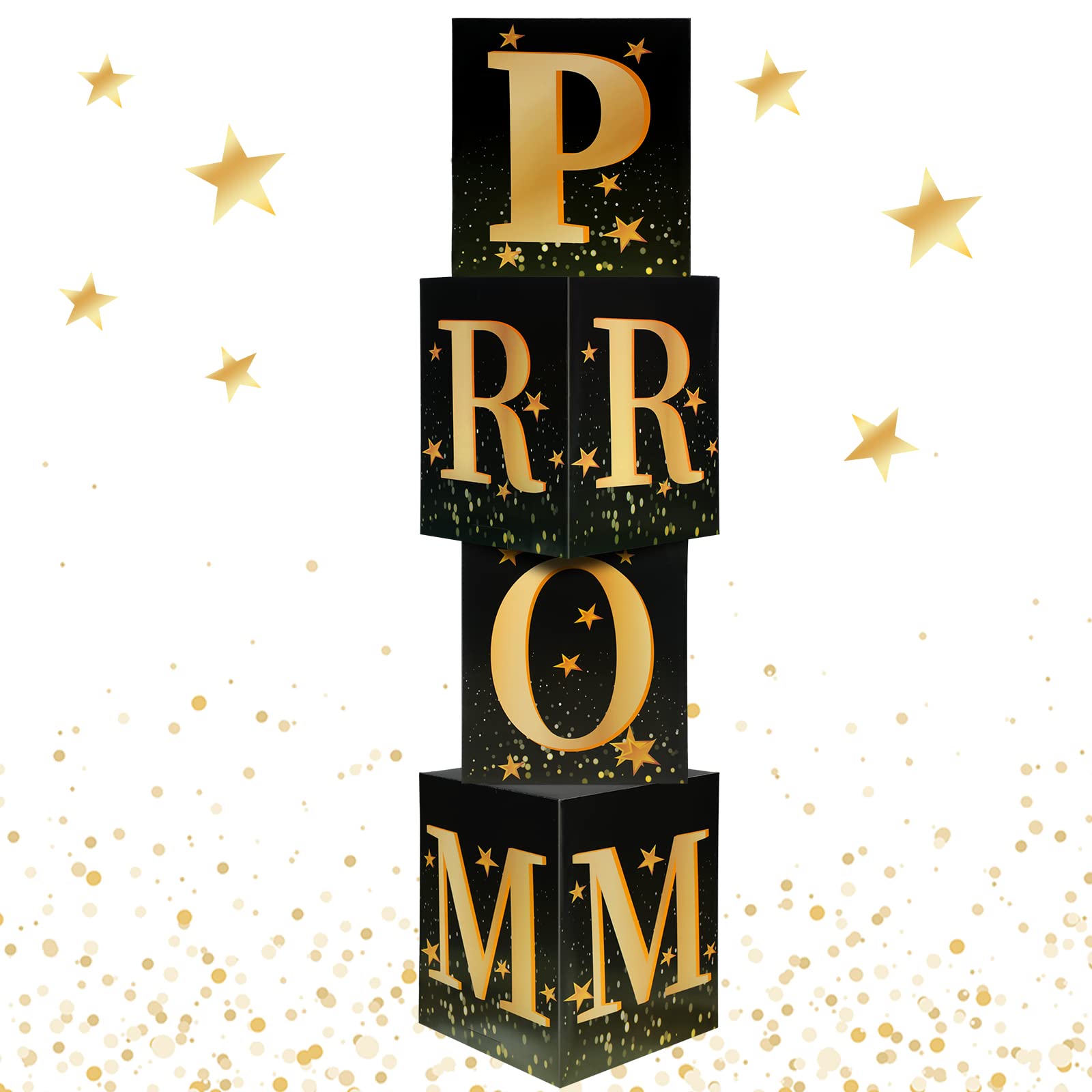 Photo 1 of Sotiff 4 Pcs Prom/Grad Column Standup Photo Booth Prom Decorations Grad Night Party Decor for 2025 Graduation Decorations Supplies(Black Gold)