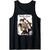 Attack on Titan Group Portrait with Swords and Logo Anime Tank Top