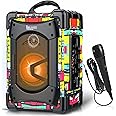 IRUYEE Portable Karaoke Machine Bluetooth Speaker with Microphone,Audio Recording for Indoors & Outdoor,PA System Bluetooth Subwoofer Heavy Bass with FM Radio,Supports TF Card/USB Playback (Colourful)