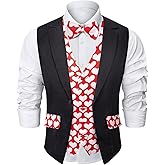 Roseelf Men's Festival Fake 2-Piece Suit Vest with Bowtie