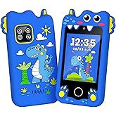 M SANMERSEN Dinosaur Kids Smart Phone for 3-6 Year Olds – 2.8" Touchscreen, Dual Camera, 28 Learning Games, MP3 Music Player, 32GB SD Card – Educational Toddler Phone Toy for Boys & Girls