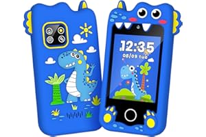 M SANMERSEN Kids Smart Phone Christmas Birthday Gifts for Boys Age 3-10 Dinosaur Toys Smart Phone 2.8" Touchscreen Built-in 32G SD Card Dual Camera 28 Learning Games MP3 Music Player
