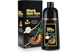 IIIMEIDU Hair Dye Shampoo for Gray Hair Coverage, 3 in 1 Natural Black Dye for Women Men, 500ml