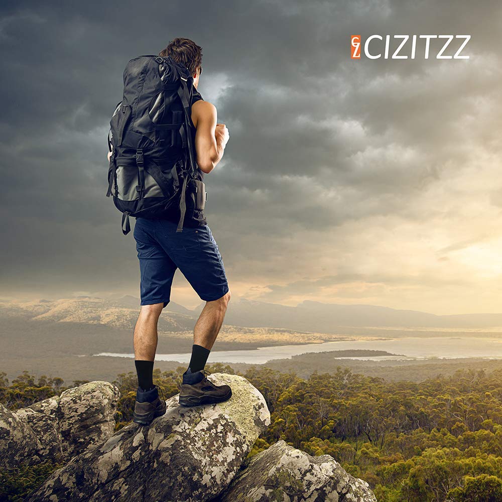CIZITZZ All-Season compression Crew Work Sock Mens, Women Winter Hiking Athletic Socks Outdoor Sports Socks,Black,S/M