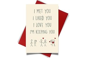 Cheerin Valentines Day Cards for Him and Her - Sweet Romantic Greeting Card with Envelope - Anniversary Present for Husband Wife Girlfriend Boyfriend