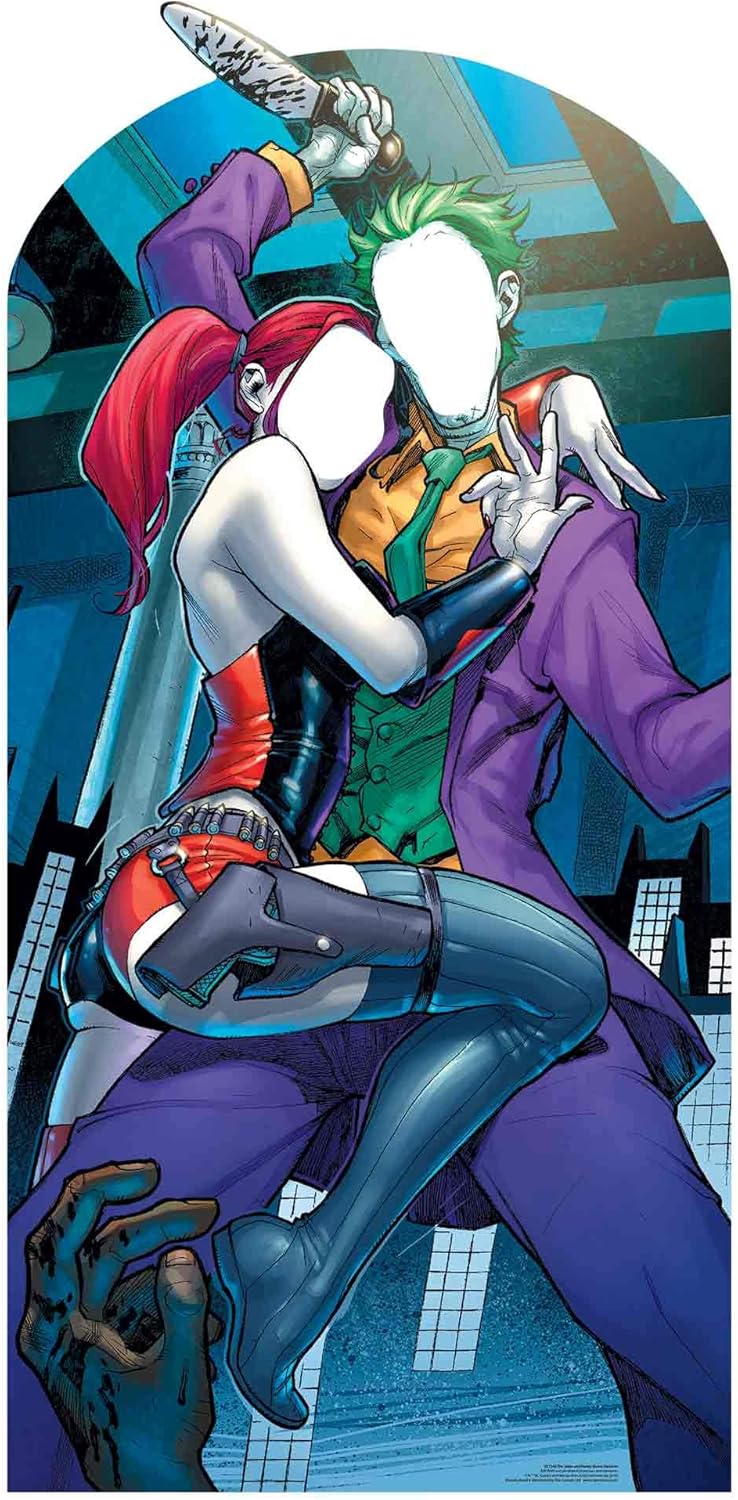 Star Cutouts Ltd SC1346 Harley Quinn and The Joker Cardboard Cutout Stand-in with Knife 193cm Tall 95cm Wide, Multicolour