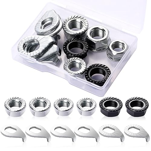 Sliverdew 12 Pcs Bike Wheel Axle Nut and Safety Washer Kit, Size
