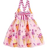 Toddler Baby Girls Summer Skirt Ice Cream Print Sleeveless Strap Backless Dress