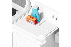 SEIRI 1pcs Dryer Top Protector Mat with Lint Trap Hole Cut Out Set, 26" x 18" Silicone Dryer Top Protector Mat Non-Slip Waterproof Laundry Dryer Cover for The Top (White)