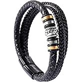 To My Son Braided Leather Bracelet"I Will Always Be With You" Men Double Row Magnetic Closure Personalized Bracelets,Wristband Bracelet,Mens Leather Rope Bracelet Holiday Gift