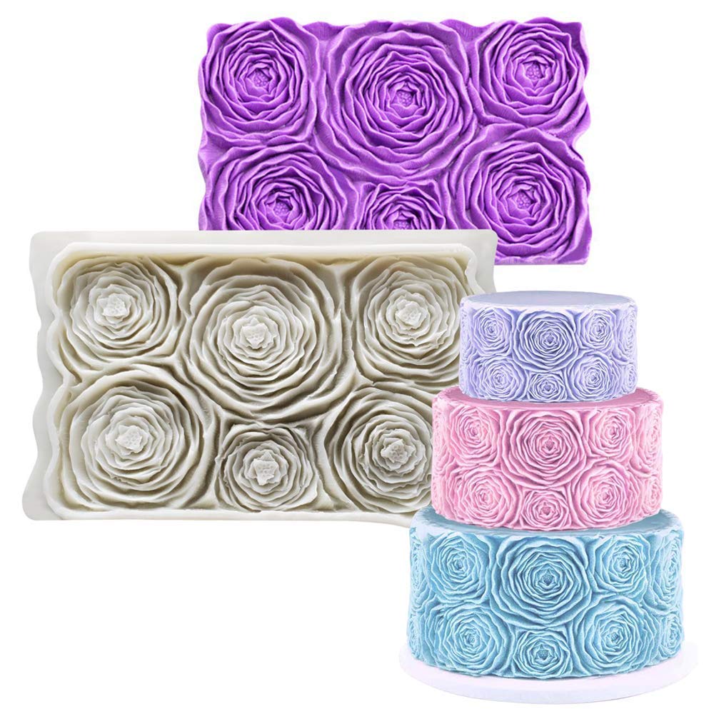 Rosette Ruffle Simpress Silicone Fondant Mold Ruffled Roses Gum Paste Icing Mould Cake Sugarcraft Border Decorating Tools