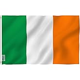 Anley Fly Breeze 3x5 Foot Ireland Flag - Vivid Color and Fade proof - Canvas Header and Double Stitched - Irish National Flags Polyester with Brass Grommets 3 X 5 Ft