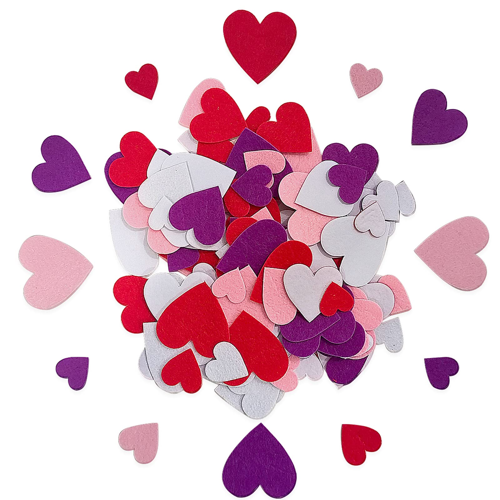 Heart Stickers, Valentines Day Crafts, 136 Pcs Felt Hearts for Crafts, Craft Supplies for Wedding Anniversary 2cm to 4cm Size