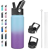 BJPKPK Insulated Water Bottles with Straw Lid, 22oz Cold & Hot Thermo, Stainless Steel Metal Water Bottle with 3 Lids, Reusable Thermo, Cups, Mugs for Daily Use-Ocean Dream