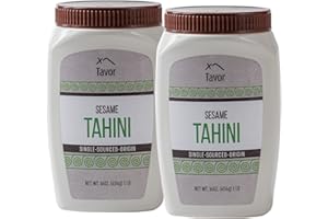 Tavor Natural Tahini Paste 1lb - Toasted Ground Sesame Seeds, Raw & Natural Smooth Sauce, For Hummus Recipes & Vegan-Friendly Meals - Non-GMO, Dairy, Soy, & Gluten-Free - Kosher Certified, (2 Pack)