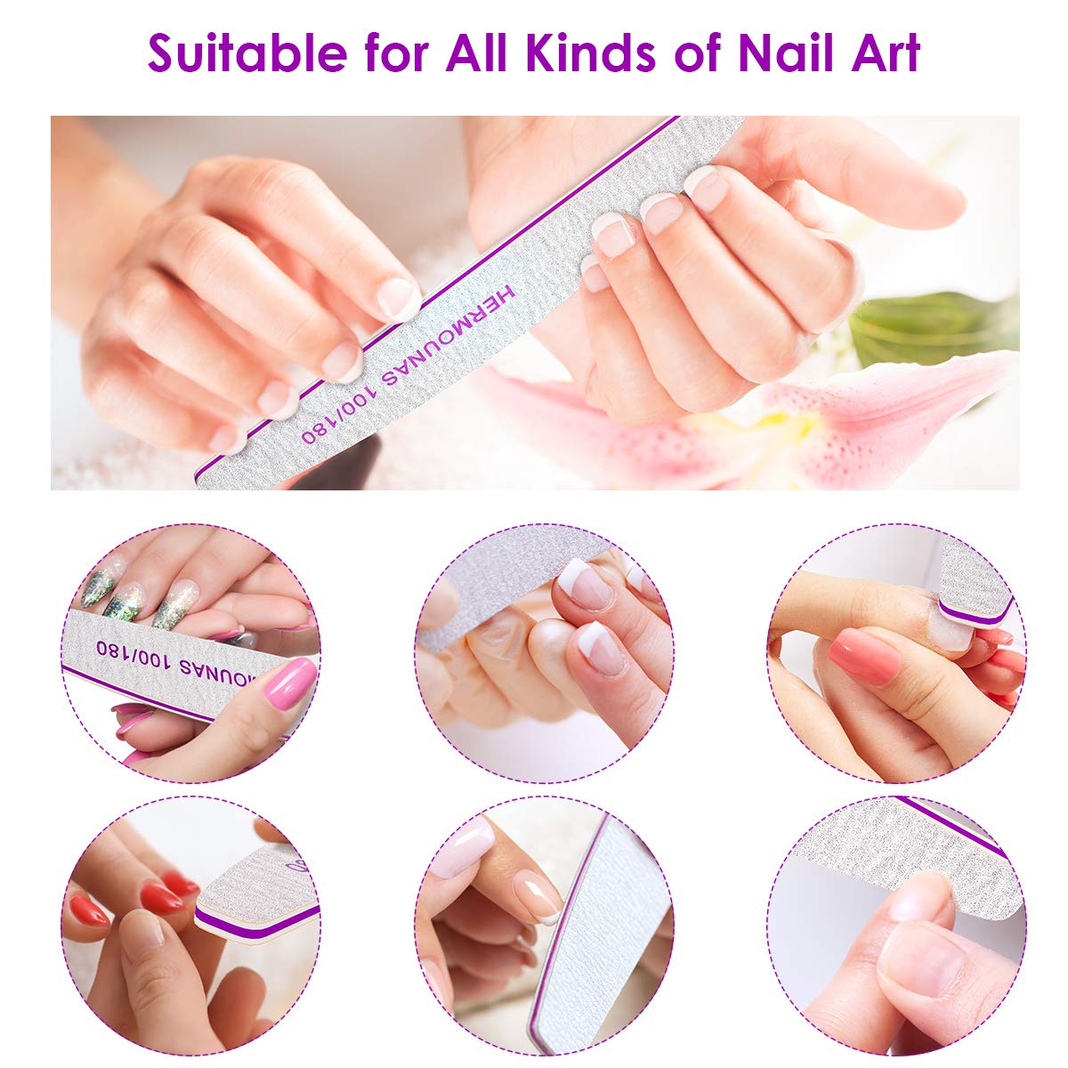 18 PCS Nail Files, Nail Files and Buffers Professional Double Sided 100/180 Grit Nail Styling Tools for Home and Salon Use : Beauty