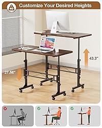 Small Standing Desk Adjustable Height, Mobile Stand