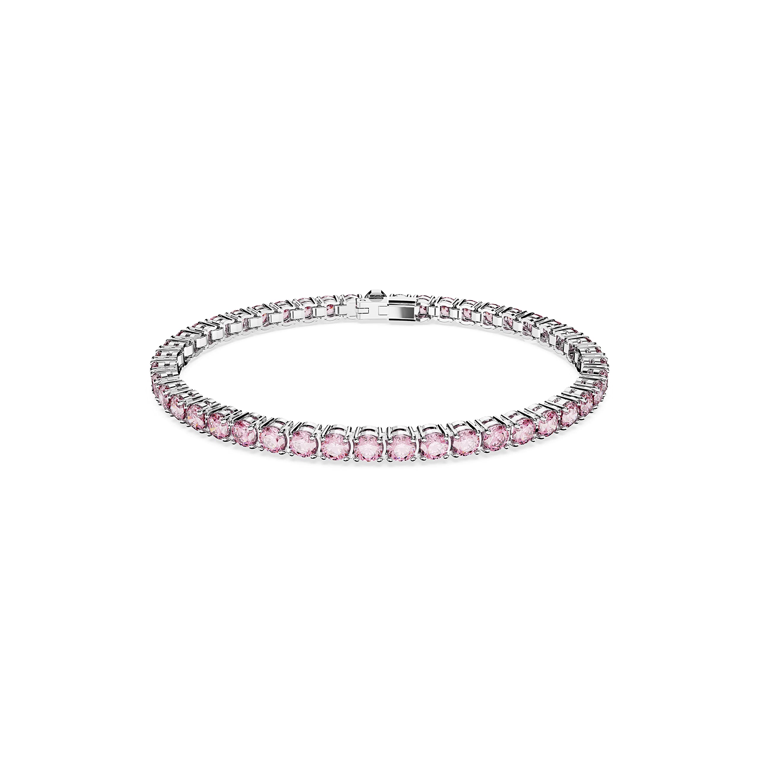 Swarovski Matrix Tennis Bracelet, Round Cut Crystals, Pink, Blue, Black, Clear, Rhodium, Gold-Tone and Rose Gold-Tone Finishes