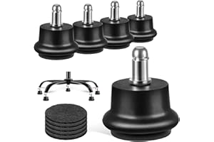 SUEMISI Bell Glides Replacement Office Chair or Stool Swivel Caster Wheels to Fixed Stationary Castors (Bell Glides Short)