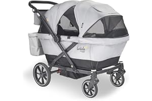 Larktale Compact Stroller Wagon with Reclining Seats for 2 Kids, Caravan Coupe V2, Gray/Black