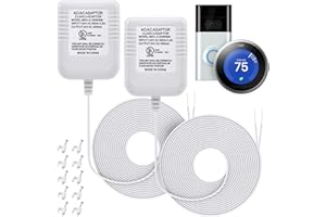 Hotop 2 Pack 24 Volt Transformer, 16.4FT Long C Wire Adapter Thermostats for Most Versions of Smart Thermostat and Ring Doorbell, Compatible With Nest Ecobee Sensi Honeywell and Nest Skybell Eufy Wyze