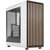 Fractal Design North Chalk White Tempered Glass Clear - Genuine Oak Wood Front - Glass Side Panel - Two 140mm Aspect PWM Fans Included - Type C USB - ATX Airflow Mid Tower PC Gaming Case