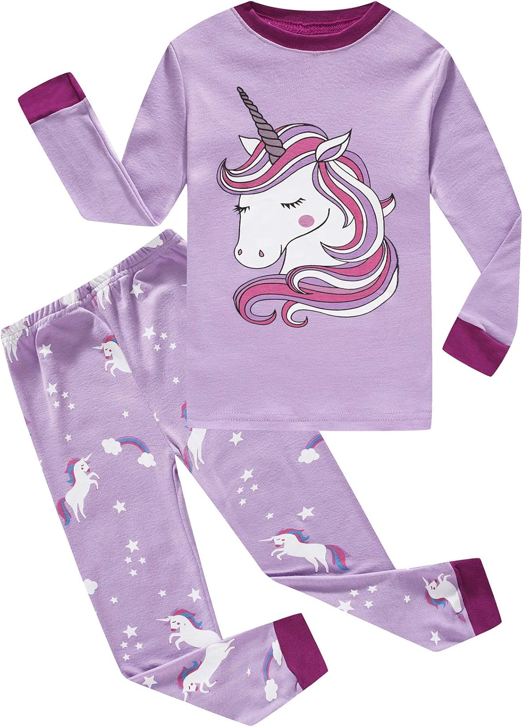 Dolphin&Fish Girls Cotton Pajamas Toddler 2 Pieces Pjs Kids