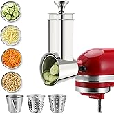 Stainless Steel Slicer Shredder Attachment for Kitchenaid Mixers, Cheese Grater & Vegetable Salad Maker Accessories, Dishwash