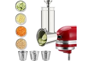 KINGEAGLE Stainless Steel Slicer Shredder Attachment for Kitchenaid Mixers, Cheese Grater & Vegetable Salad Maker Accessories, Dishwasher Safe