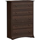 Prepac Sonoma Superior 5-Drawer Dresser for Bedroom - Spacious and Stylish Chest of Drawers, Measuring 17.75"D x 31.5"W x 44.