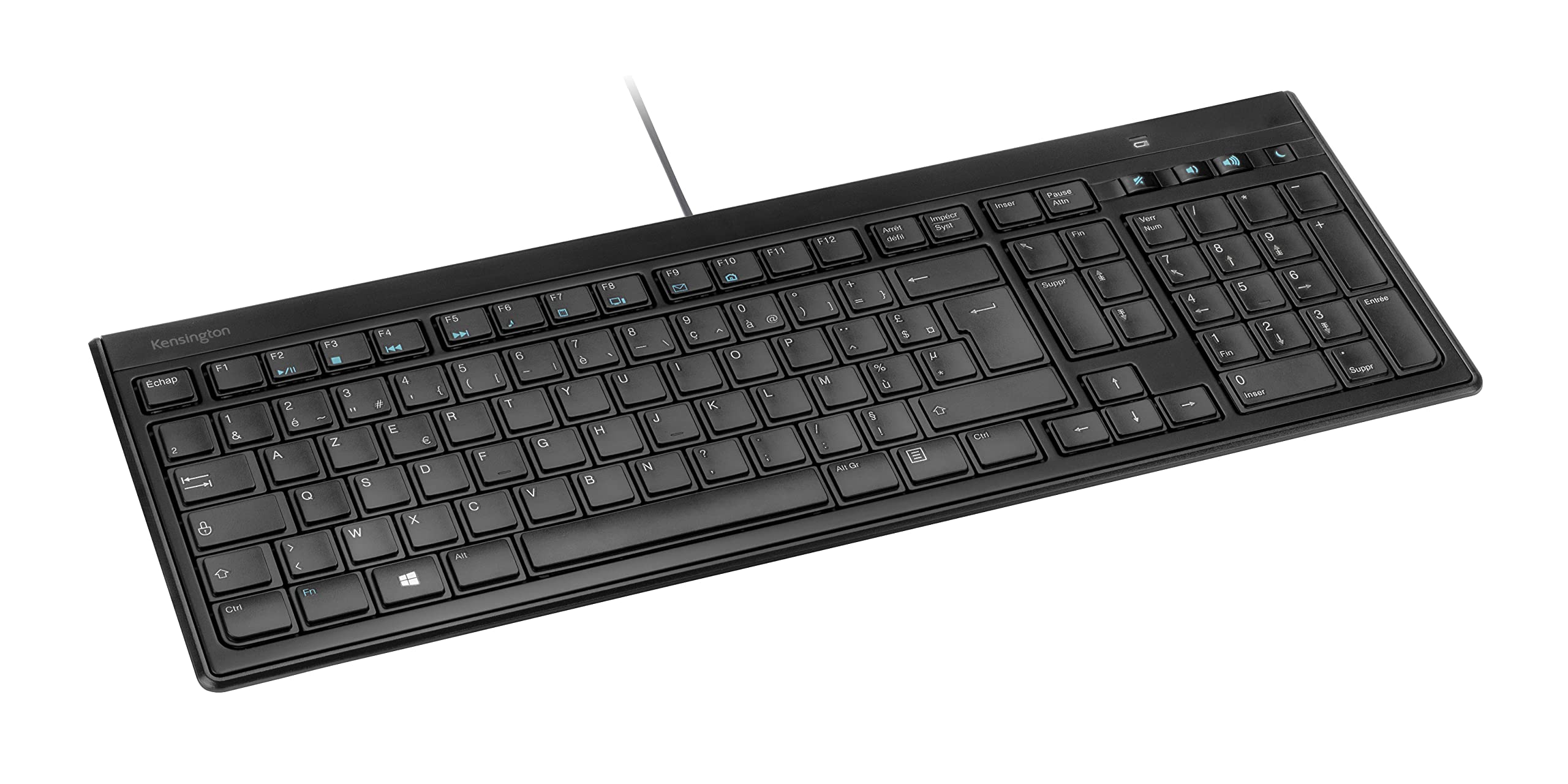 Kensington K72357FR Advance Fit Ultra Flat Wired Keyboard AZERTY Black
