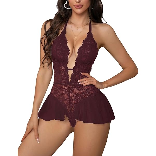Amazon.com: Donnalla Womens Plus Size Sexy Lingerie Sheer Lace Halter Babydoll Chemise Set (Wine Red XXX-Large): Clothing, Shoes & Jewelry Amazon.com: Donnalla Womens Plus Size Sexy Lingerie Sheer Lace Halter Babydoll Chemise Set (Wine Red XXX-Large): Clothing, Shoes & Jewelry