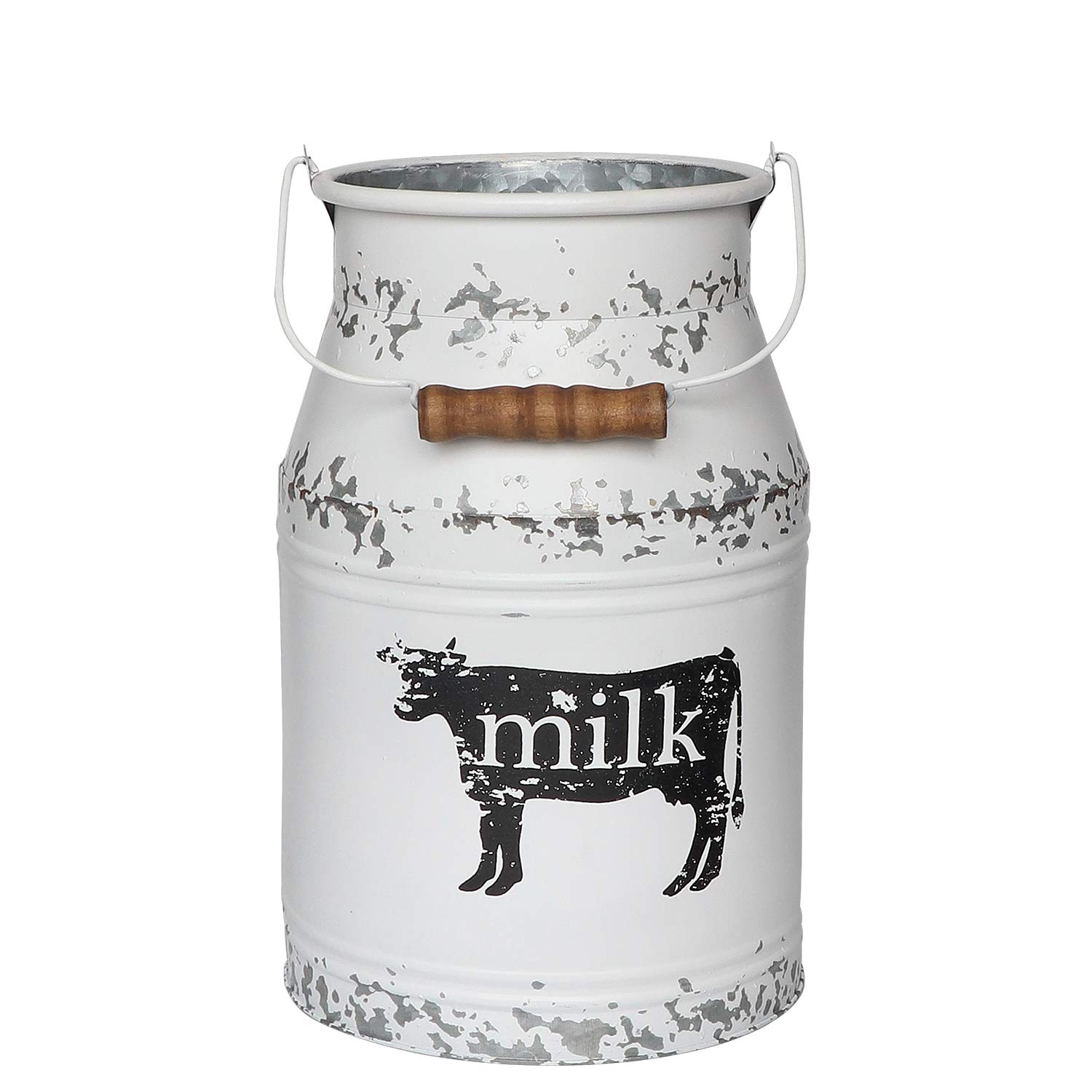 Soyizom Farmhouse French Country Vintage Style Vase White Shabby Chic Metal Rustic Flower Vases Milk Can Jug Pitcher with Handles for Wedding Garden Home Office Cafe Decor -11 inches