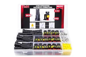 TMH 200 Pcs 2 Pin Electrical Connector Kit Automotive Electrical Wire Terminal Connectors Male&Female Pin Automotive for Car Truck Motorcycle Marine Boat