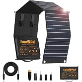 Portable Solar Panel, LUMOPAL 60W Foldable Solar Panels Charger for Camping | USB C PD 60W QC3.0 USB A Output Waterproof for Camping Hiking Backpacking Compatible with Phone Laptop Portable Power Station