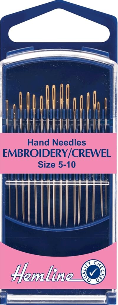 Hemline H280G.510 Gold Eye Embroidery/Crewel Hand Needles 16 Pk Size 5-10