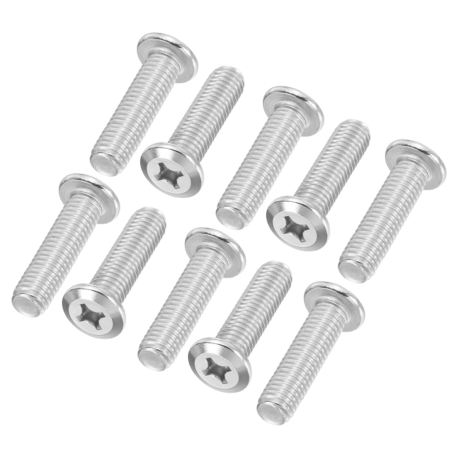 PATIKIL Flat Round Head Phillips Screws, 16 Pack M8-1.25 x 30mm Binding Screws 304 Stainless Steel 18-8 Full Thread, Phillips Drive Machine Screw Furniture Screw Connector Bolts