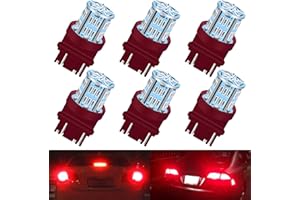 UNXMRFF Upgraded Car Bulb Super Bright 3156 3157 LED Bulbs Red Brake Lights, 3156 3056 4057 4157 4157 3457 T25 LED Car Bulbs for Stop Tail Lights Parking Side Marker Lights, Taillights, Pack of 6