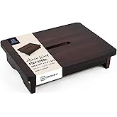 DECKIFY Small Acacia Step Stool for Adults, Non-Slip, Rich Walnut, 3.5 Inch | Built-In Handle, Wide Base, Linseed Oil Finish, Space-Saving Design, Lightweight, 600 lbs Capacity, Portable