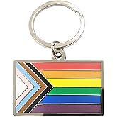 Applicable Pun Progress Pride Flag LGBTQ POC Transgender Flag - 1.75 inch Enamel Keychain with Keyring Rainbow