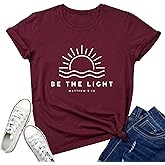 YITAN Women Cute Tops Be The Light Graphic Tee Shirts