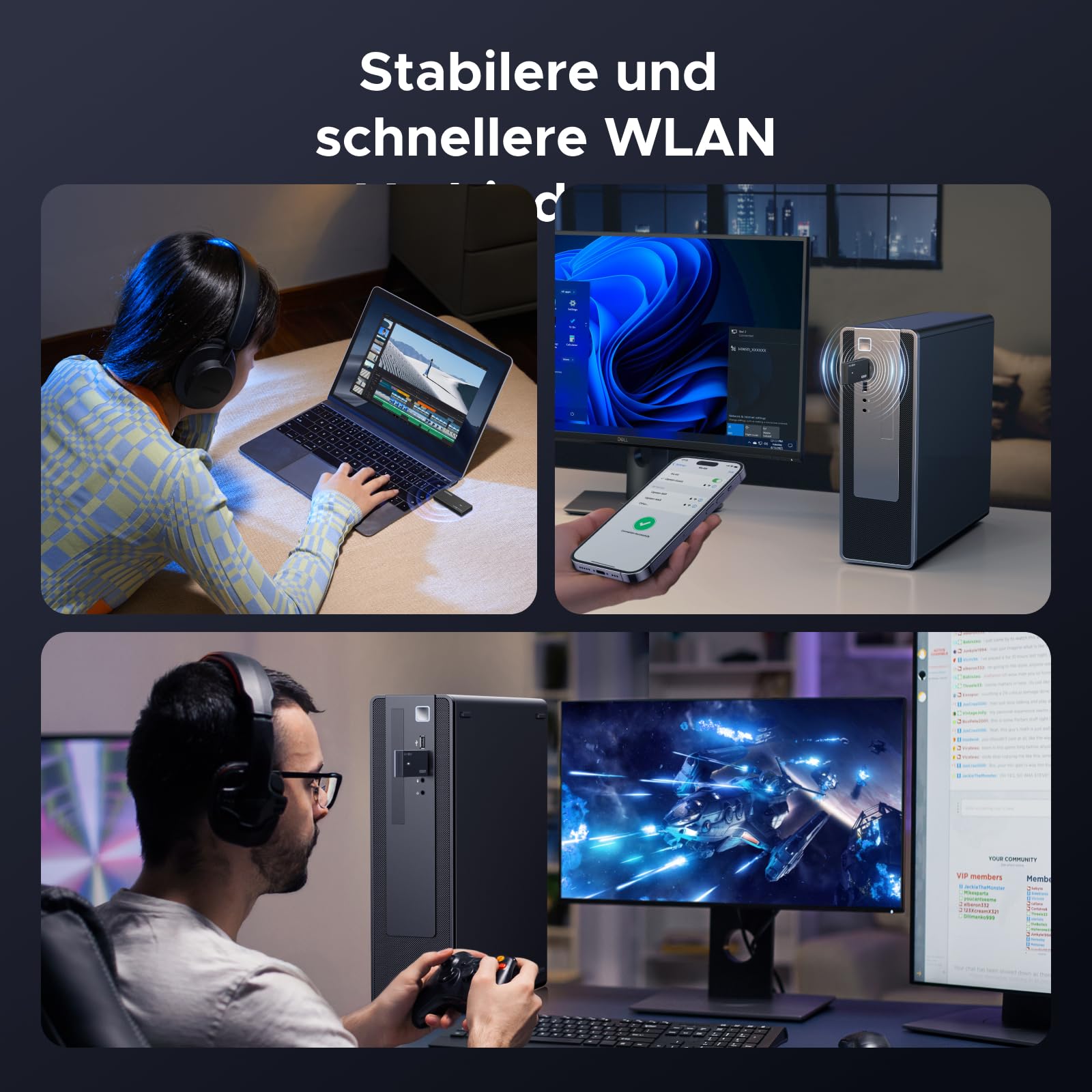 UGREEN WLAN Stick für PC WiFi 6 AX1800 WLAN Adapter PC Dual Band 5GHz/2.4GHz, USB WLAN Stick eingebauter Treiber, OFDMA+MU-MIMO, WPA3-SAE, WiFi Dongle kompatibel mit Windows 11/10. 7