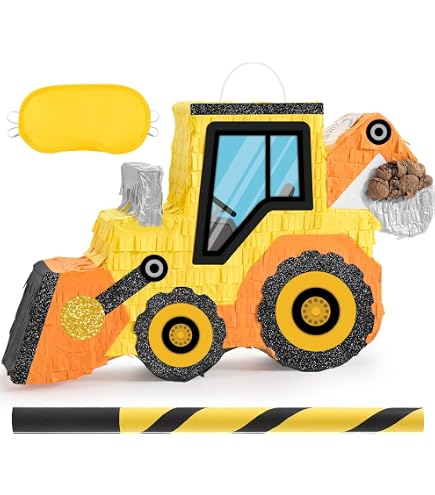 Poen Construction Piñata - 16 Inch Race Car Road Number 3 With Stick, Blindfold & Confetti For Birthday Party - View #12