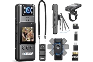 BOBLOV Body Camera with Video and Audio Recording 256G A23 Compact Bodycam up to 9 Hours Long Battery Life -360°Clips and Nig