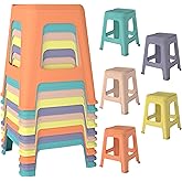 Pipleo 10 Pack Stackable Classroom Stools, 18.8" Height Colorful Nesting Plastic Stool, Portable Backless Chairs Flexible Seating for Classroom, School, Office, Home