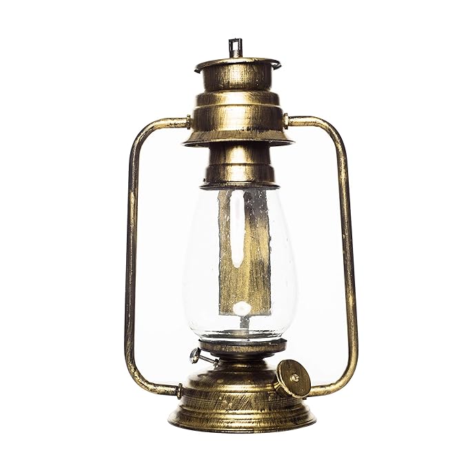 Brightt 8 Lighting Iron Decorative Hanging Lalten Fluorescent Bulb for Home Decoration (Golden)